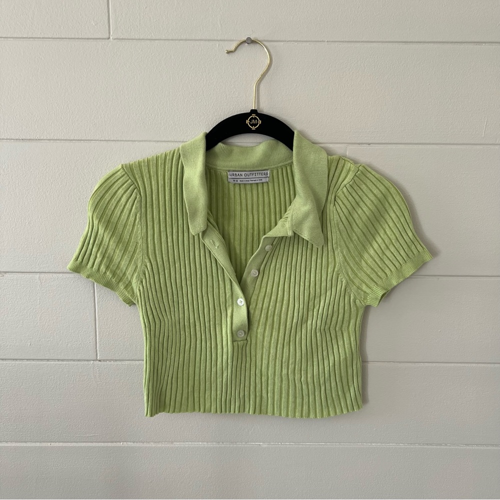 UO Kiwi ribbed polo cut crop top
